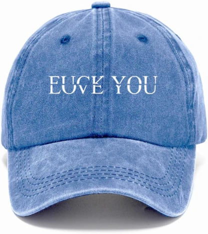 Fuck:Love You Classic Cap, Fuck You Love You Quote Fun Sarcasm Wash Denim Cap, Adult Humor Sayings Quotes, Fuck You Love You, Joke Sarcastic Family Hats